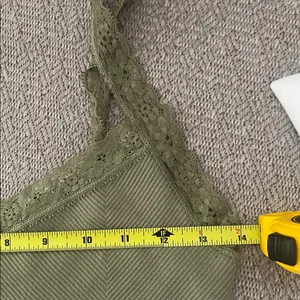 Olive Green Ribbed Lace Trim Crop Top Bralette Festival Y2K Women’s thumbnail 3