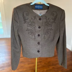 Herman Geist Wool Embroidered Blazer Old Money Royalcore Heritage Quiet Luxury thumbnail 2
