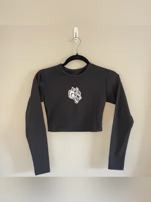 Darc Sport SHE “Wolves” Cropped Long Sleeve Graphic Shirt, Black, Size S, NWOT thumbnail 2