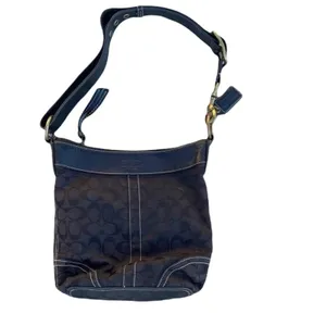 Coach #10403 purse black signature logo jacquard bronze hardware thumbnail 13