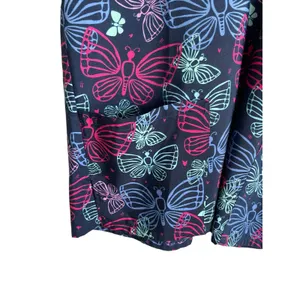 Shana‎ Women Scrub Top L Navy Butterfly Medical Uniform Nurse Workwear Dental thumbnail 6