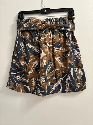 C&C California Tropical Palm Leaf Mini Skirt Medium Paperbag Waist Lyocell Boho thumbnail 3