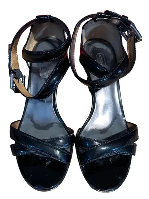 Coach "Coretta" Black Patent Leather Wedge Heel Sandals (5m) thumbnail 5