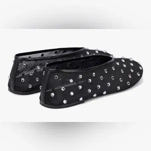 NEW Crystal-Embellished Mesh Flats Rhinestone Ballet Slip On Shoes 9.5/10 thumbnail 2