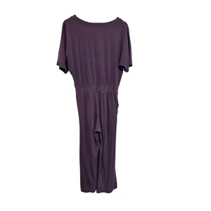 Pact Revive Organic Cotton V-Neck Short Sleeve Drawstring Jumpsuit Purple Small thumbnail 3