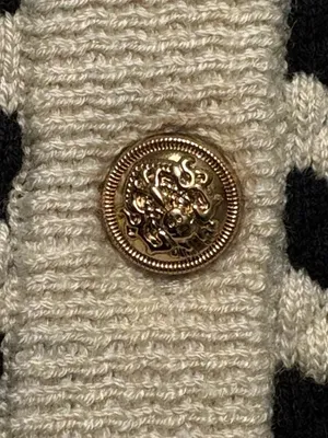 Adrianna Papell Wool blend cream black striped pointelle cardigan Size M thumbnail 6