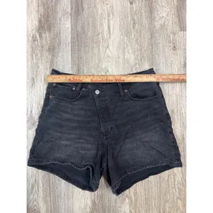 Abercrombie & Fitch The Dad Short High Rise Crossover Black Denim Shorts 32 14 thumbnail 4