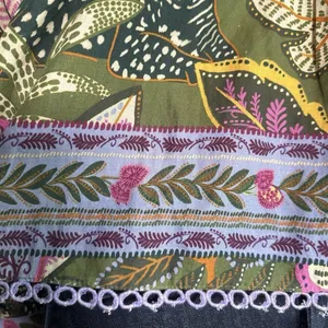 Farm Rio Blouse Top XS Green Jungle Fairy Boho Botanical Tropical‎ Praire Resort thumbnail 11