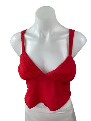 Princess Polly Prevost Ruched Clip Dot V Neck Sleeveless Crop Cami Tank Top Sz 0 thumbnail 1