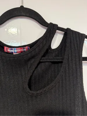 Black Ribbed NWT Urban Outfitters Asymmetrical Cutout tank Top thumbnail 2