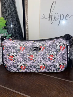NWT!! Ed Hardy “Love Kills Slowly” Pink Tattoo-Print Crossbody Shoulder Bag thumbnail 11