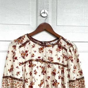 NWT American Eagle Womens Shirt Floral Boho Peasant Long Sleeve Patch Small thumbnail 4