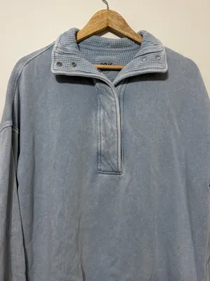 Aerie Getaway Quarter Snap Sweatshirt Size Small Blue thumbnail 4