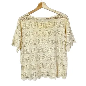 Madewell‎ Cream Lace Short Sleeve Blouse M thumbnail 2