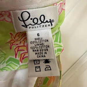 Lilly Pulitzer Strapless Floral monkey Cotton Midi Dress Pink Green Size 6 thumbnail 7