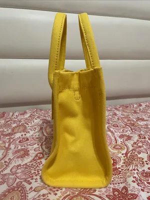 Marc Jacobs Yellow Canvas Mini Tote with Black Strap thumbnail 5