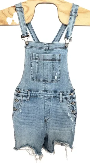 Judy Blue Denim Shortalls Stretch‎ M Overalls Farmcore Festival Western Rustic thumbnail 1