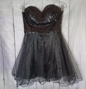 For your special day black strapless sequin mini dress thumbnail 1