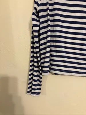 ASOS Navy White Striped Long Sleeve Top US 12 Yellow Pocket Nautical thumbnail 7