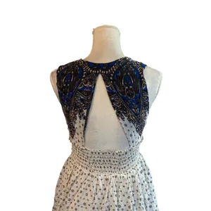 Free People Star Print Studded Dress Baby Doll Empire Waist Open Back Plunge XS thumbnail 4