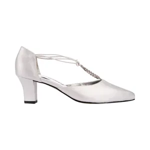 NWT Easy Street Womens Moonlight Dress Pump Evening Heels Silver Satin Gray 8M thumbnail 2