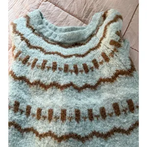 Vigoss Fair Isle Sweater Womens Size Large Gray Balloon Sleeve Crewneck Pullover thumbnail 6