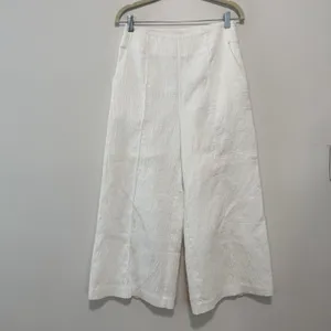 Maeve Anthropologie Pintucked White Wide Leg Gauzy Crinkle Pants Size 6 thumbnail 2