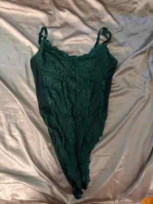 Green Lace Bodysuit Shein thumbnail 3
