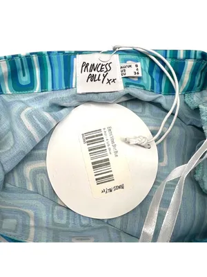 Princess Polly Electric Vibe Retro Blue Geometric Button-Up Shirt Size 4 NWT thumbnail 8
