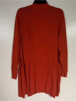 Isaac Mizrahi Live Women XL Orange Open Front Cardigan Sweater Pockets Fall Long thumbnail 7