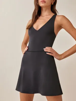 Reformation Bella Ecomove‎ Active Dress Black Womens Size XL thumbnail 4
