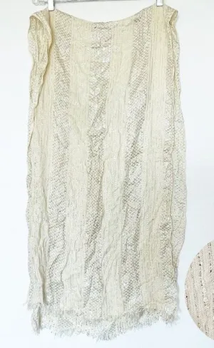 Cejon Silver Sequin Metallic Striped Woven Ivory Scarf Shawl Wrap Womens NWOT thumbnail 1