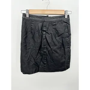 Abercrombie & Fitch‎ Womens XS Black Faux Leather Mini Skirt Front Zip Y2K Moto thumbnail 2