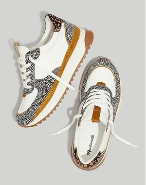 Madewell MWL Size 7.5 Kickoff‎ Trainer Sneaker Leather Calf Hair Lace Up Shoes thumbnail 1
