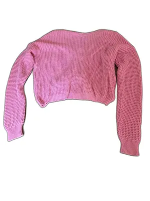 Sincerely Jules Pink Waffle Knit Ruched Drawstring Crop Sweater Y2K Medium thumbnail 2