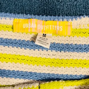 Urban Outfitters Women M Striped Lace Up Crochet Tube Top Blue Lime‎ thumbnail 5