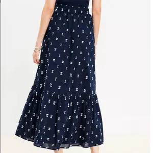 NEW LOFT Clip Tiered Pull-On Midi Skirt in Navy Blue - Size XS thumbnail 2
