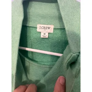 J.Crew Button Collar‎ Pullover Sweatshirt Cloudspun Fleece Vintage Kelly Green M thumbnail 4