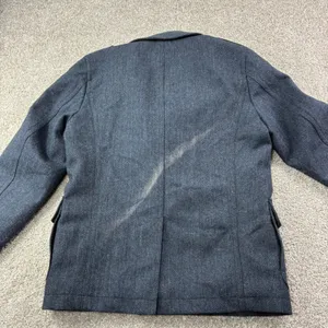 Express Size S Navy Herringbone Double Breasted Peacoat Jacket Military NWT thumbnail 4
