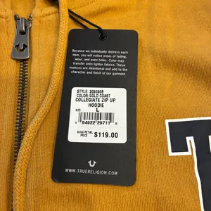 NWT True Religion Women’s Collegiate Zip Up Hoodie Yellow Size L thumbnail 5