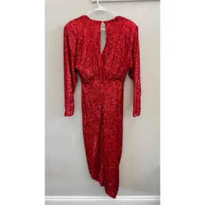 NWOT Alexia Admor Silena Surplice Midi Dress Red Sequin V-Neck Womens Size XS thumbnail 6