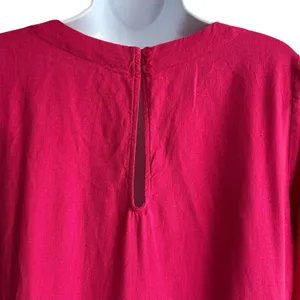 Young Fabulous & Broke Cape Code Pink Linen Maxi Dress M Eyelet Crochet Caftan thumbnail 9
