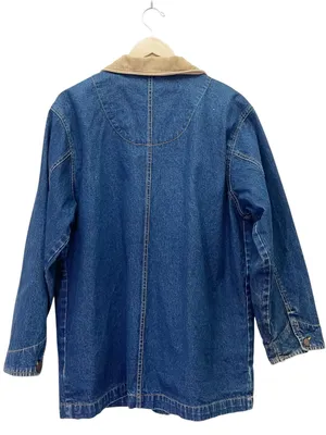 Vintage Bill Blass Jeans Denim Chore Jacket XL Corduroy Collar Barn Workwear thumbnail 3