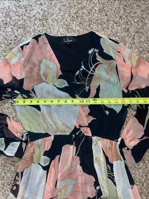 Lulus Wondrous Water Lilies Black Floral Print Maxi Dress Medium New thumbnail 11