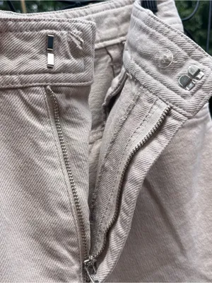 Zara Women’s Beige Denim High Rise Wide Leg Cargo Pants Sz XS Utility Gorpcore thumbnail 4