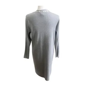 Chico's Cardigan Womens Size 1 Gray Knit Delicate Pearl Embellishment Open Front thumbnail 4