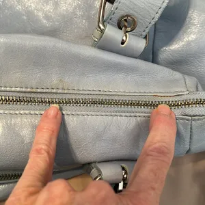 Danier light blue soft leather handbag with adjustable handles EUC thumbnail 10
