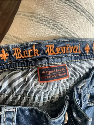 Rock Revival Doreen Easy Boot Cut Jeans Rhinestone Fleur De Lis Size 32 thumbnail 5