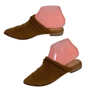 Mi.Im Brown Leather & Knit Sweater Fabric Flat Mule Slide Shoes (6m) thumbnail 6