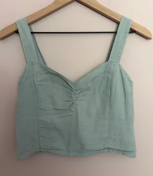 Abercrombie & Fitch Mint Ruched Sweetheart Crop Top Medium thumbnail 1